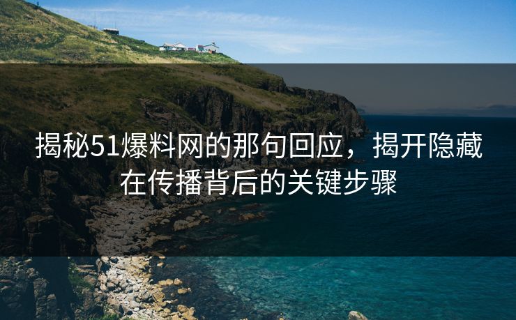 揭秘51爆料网的那句回应，揭开隐藏在传播背后的关键步骤