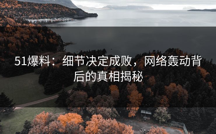 51爆料:细节决定成败,网络轰动背后的真相揭秘 51爆料:细节决定成败,网络轰动背后的真相揭秘